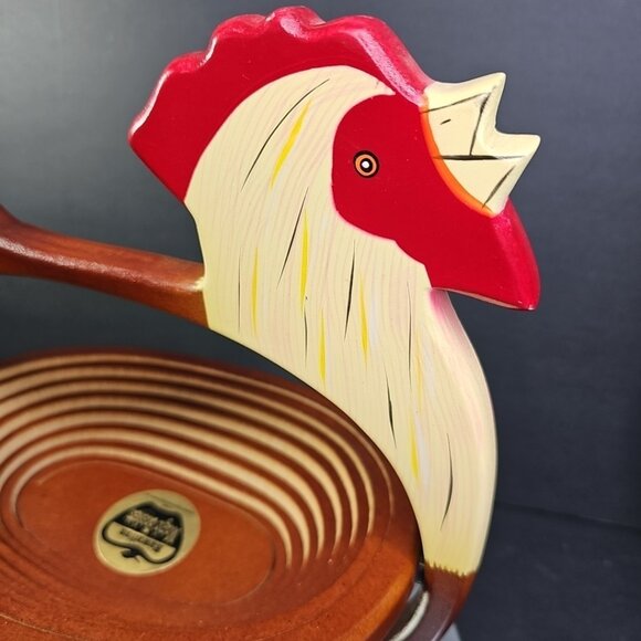 HAWAIIAN MAGIC BASKET WOODEN ROOSTER (BREAD BASKET) FARMHOUSE CHIC - Picture 8 of 16